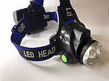 Посилений налобний сенсорний ліхтар діод P50, акумуляторний, зум, функція powerbank, ліхтарик на голову, фото 9