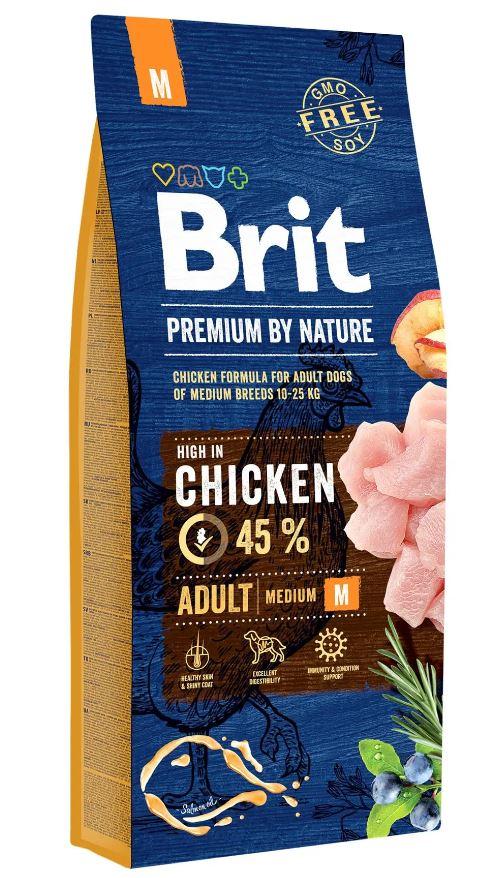 Brit Premium Adult M (10-25kg) для собак з куркою, 15кг, фото 1