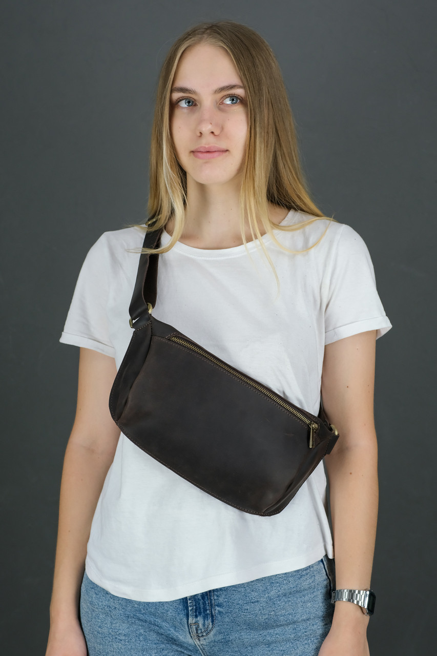 Шкіряна сумка Модель №56 міні, натуральна Вінтажна шкіра, колір коричневий Шоколад