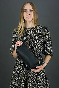 Шкіряна сумка Модель №56 міні, натуральна шкіра італійський Краст, колір Чорний