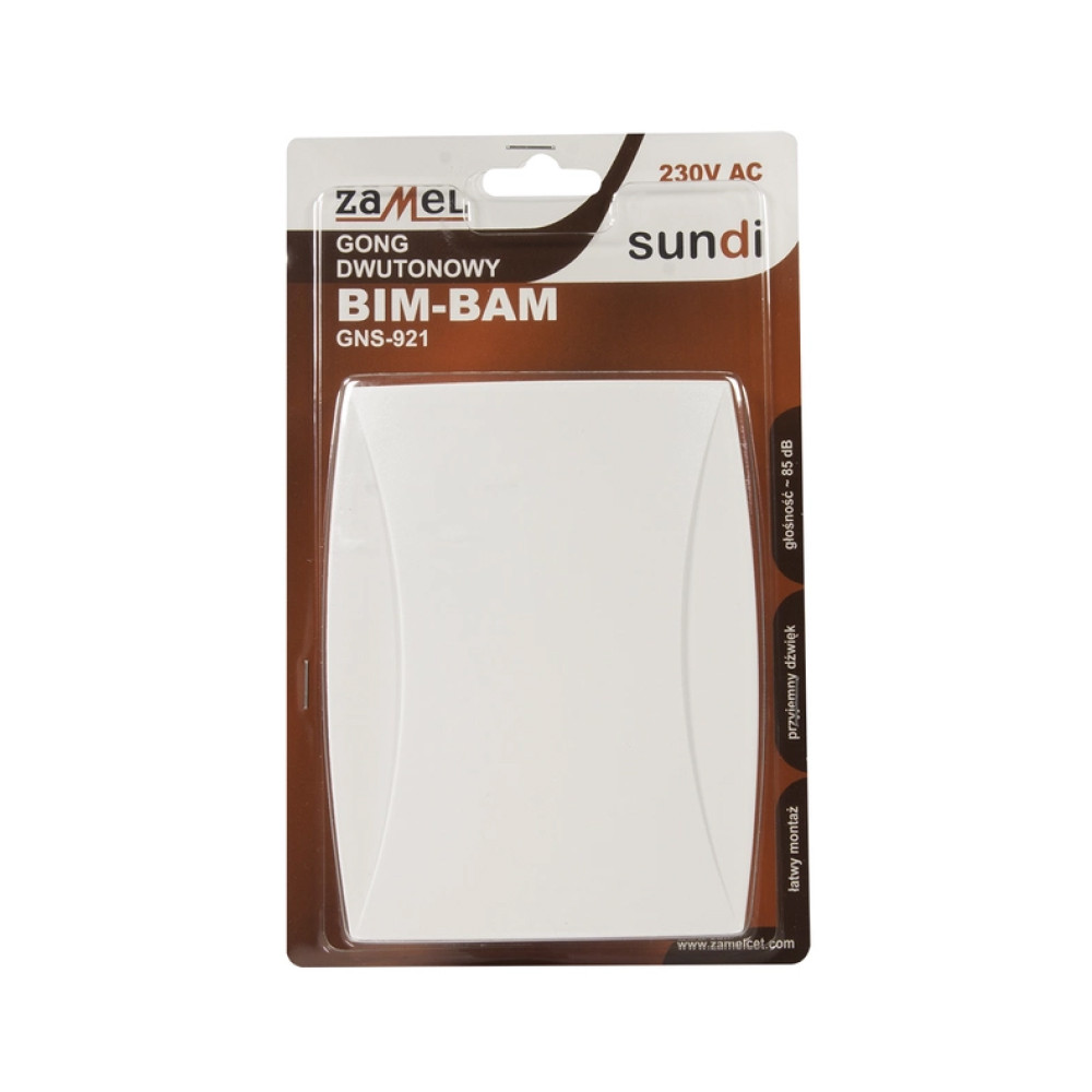 Дверний дзвінок Zamel Gong двотональний BIM-BAM GNS-921