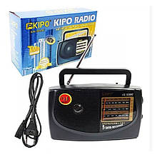 Портативний акумуляторний радіоприймач Kipo KB-308AC 5-ти хвильовий Чорний