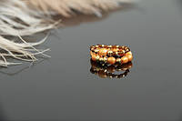 Кільце каблучка з натуральних перлів з позолотою "Оранж" Кільце подвійне Набір комплект кілець каблучок  ручної роботи