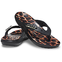 Женские шлепки вьетнамки Classic Crocs Animal Remix Flip Black/Leopard W7