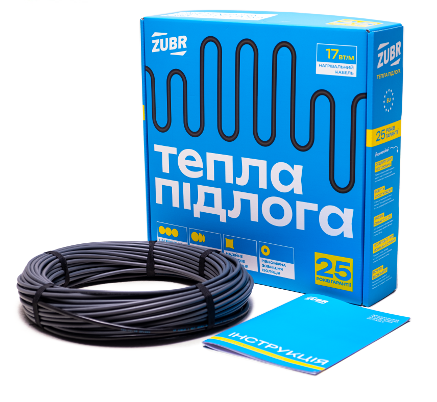 Двожильний нагрівальний кабель ZUBR DC Cable 17 Вт/м