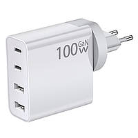 Зарядный блок GAN 100W 2 USB Type C + 2 USB зарядка для телефона, ноутбука, блок питания, быстрая зарядка, pd