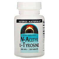 N-ацетил L-тирозин, N-Acetyl L-Tyrosine, Source Naturals, 300 мг, 120 таблеток