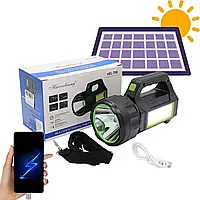 Ручний ліхтар 3в1, USB, Сонячна панель, PowerBank, Червоне світло, HEL-T95/Аварійний акумуляторний ліхтарик