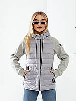 Жіноча демисезона куртка «Комбінована» арт. 1011 світло-сірого кольору/ сірий