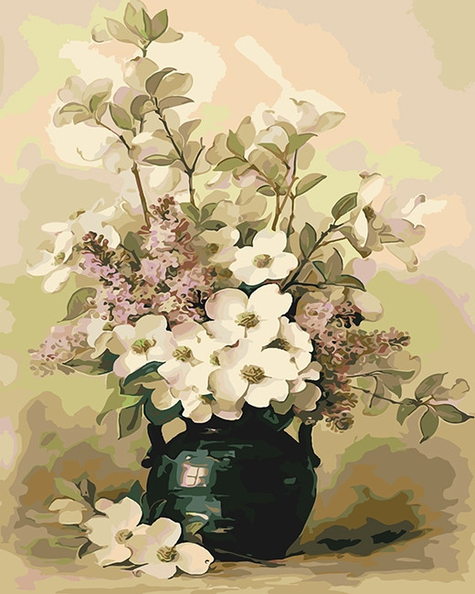 Розмальовка по номерах Діамантові ручки Бузок і кизил у вазі худ Paul de Longpre (GVR-180655) 40 х 50 см, фото 1