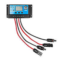 Контролер сонячної панелі Neo Tools, 10А, 12/24В, два USB, захист від зворотного струму MOSFET, захист від перевантаження та