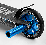 Самокат трюковий Best Scooter BS з принтом, ПЕГИ+HIC, Синій 77566, фото 6