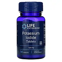 Life Extension, Potassium lodide, Иодид калия, 130 мг, 14 таблеток. Годен до конца 05/2024 года.