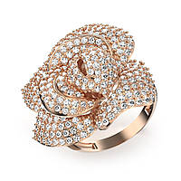 Золотое кольцо цветок с бриллиантами 2,80 карат. Красное золото