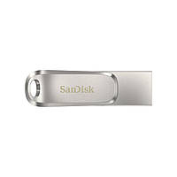 Накопичувач SanDisk  256GB USB 3.1 Type-A + Type-C Dual Drive Luxe Срібний Baumar - Порадуй Себе
