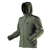 Куртка робоча Neo Tools Camo, матеріал Softshell, підкладка фліс, вітро та водонепроникна, капюшон, L(52), оливковий Baumar -