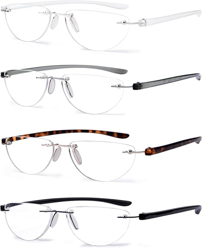 Окуляри для читання без оправи Eyekepper, 4 комплекти, окуляри для жінок, чоловіків, окуляри для читання Half Moon