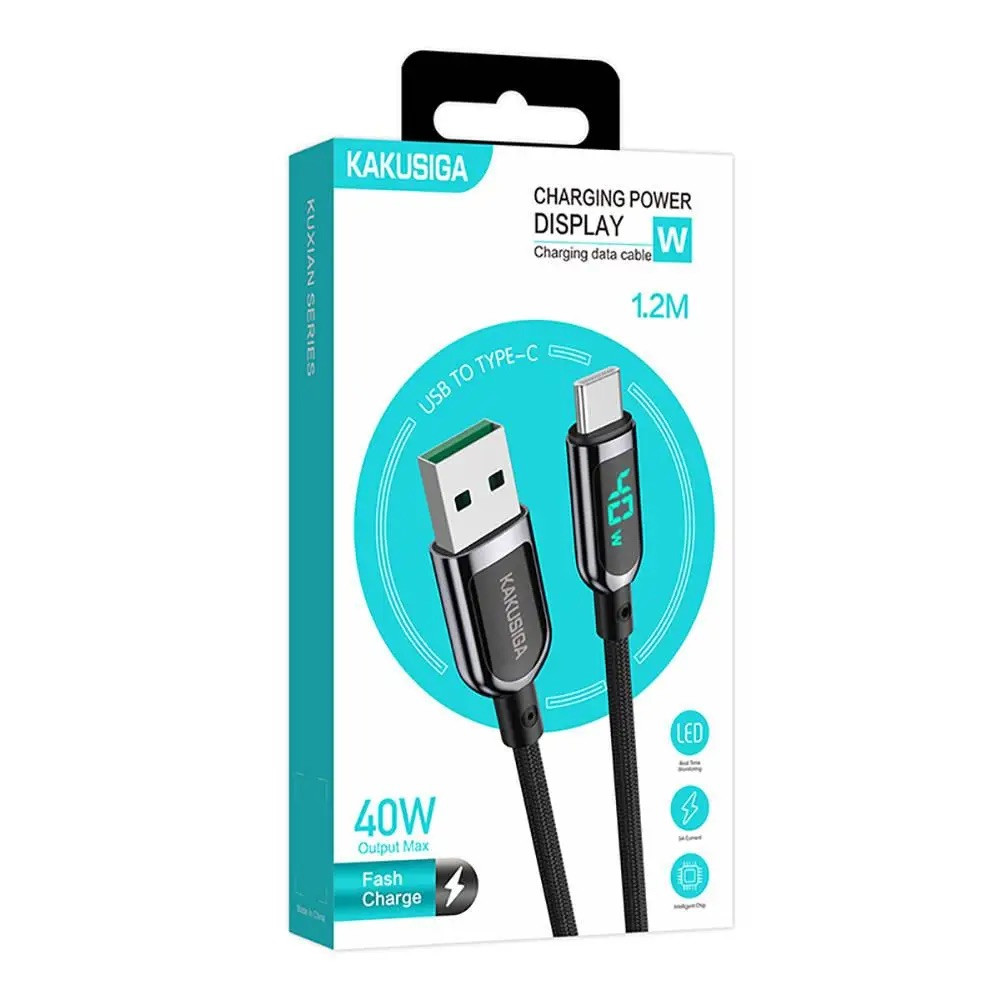 Кабель USB - Type-C 40W 5A 1.2m KAKU KSC-599 Save Series с дисплеем, фото 1