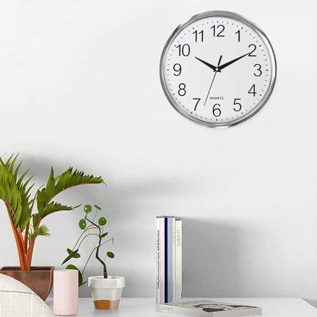 Срібні настінні годинники, 11-дюймові безшумні сучасні декоративні настінні годинники на батарейках для спальні, вітальні, офісу,