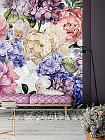 Красивые фотообои 184 x 254 см Цветы Пастель Пионы Гортензии (13513P4A)+клей