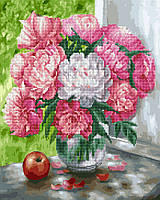 Алмазная картина-раскраска без коробки Paintboy Бело-розовые пионы 40х50см (GZS 1012)