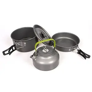 Посуд туристичний для кемпінгу зі сковорідкою та котелком Halin MA-74 з чохлом
