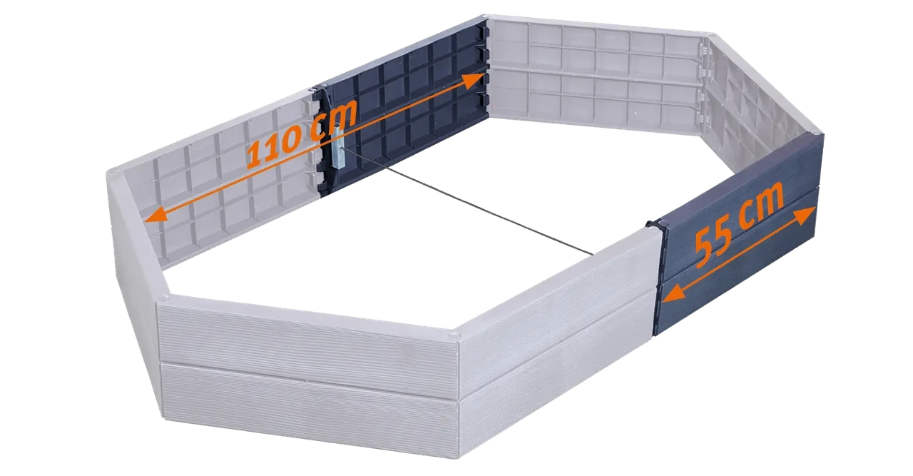 Подовжувач до високої грядки ERGO, довжина 55 см, висота 25 см (комплект = 2 панелі), Висока грядка