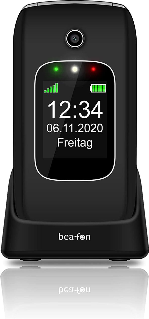 Beafon SL640 Silver Line, розкладний мобільний телефон з великою клавішею, чорний