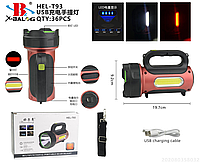 Ручной фонарь 3в1, USB, Солнечная панель, PowerBank, Красный свет, HEL-T93 / Аварийный акумуляторный фонарик