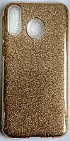 Силиконовый чехол для Samsung M20 / M205 с блестками (золотой)