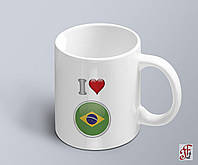 Чашка с принтом я люблю Бразилию с изображением флага  (02010109008)