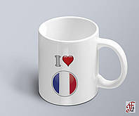 Чашка с принтом я люблю Францию с изображением флага  (02010109010)