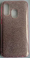 Силиконовый чехол для Samsung A405 / A40 с блестками (розовый)