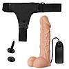 Страпон реалістичний з мошонкою та вібратором фалос 18 см двошаровий матеріал Strap-On Realistic Dildo, фото 6