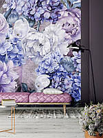 Фотообои в гостиную природа 184 x 254 см цветы фиолетовые пионы гортензии (13514P4A)+клей