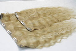 Натуральне волосся на шпильках Блонд, вибілювання 50 см