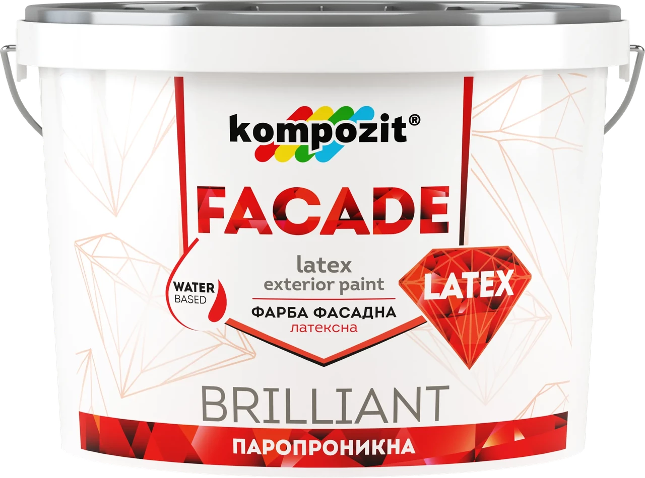 Kompozit Facade Latex — паропроникна акрилова фасадна фарба (Біла), 1,4 кг