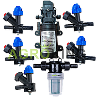 Насос для саморобного обприскувача 12 в (комплект із 5 форсунками та фільтром)