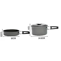 Посуд туристичний для кемпінгу зі сковорідкою та котелком Halin MA-75 Cocin set DS-200 з туристичним чохлом, фото 6
