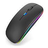 Бездротова мишка з підсвіткою акумуляторна безшумна RGB Bluetooth блютуз-миша тиха (BT+USB Wireless), фото 3