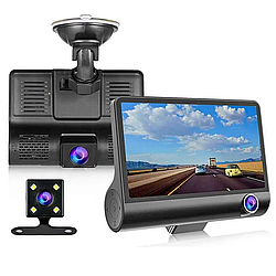 Автомобільний відеореєстратор 4", 3 камери, Full HD, SD319/z233D / Реєстратор з камерою заднього виду