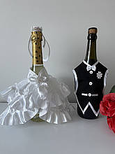 Прикраса весільного шампанського Наречений Наречена