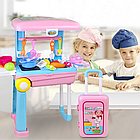 Дитяча ігрова кухня Happy Chef 2в1 / Розвиваючий набір кухня в валізі / Іграшкова кухня, фото 4