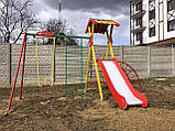 Ігровий Комплекс Стандарт М1 2970х2800х2700 (Гойдалки, Гірка, Башта, Труба, Шведська Драбина, шина, дах)., фото 4