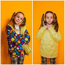 Весняна двухстороння куртка на дівчинку Венді жовтий, розміри 104-122