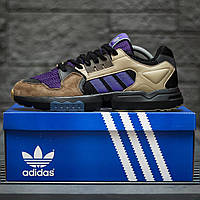 Мужские кроссовки Adidas ZX Torsion (фиолетовые с коричневым и чёрным) яркие спортивные кроссы 2243 cross