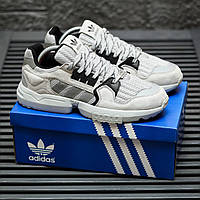 Мужские кроссовки Adidas ZX Torsion (серые с чёрным) светлые стильные качественные кроссы демисезон 2244 cross