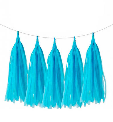Паперові пензлики тассел блакитні, набір 5 шт., розмір 35 см, фото 1