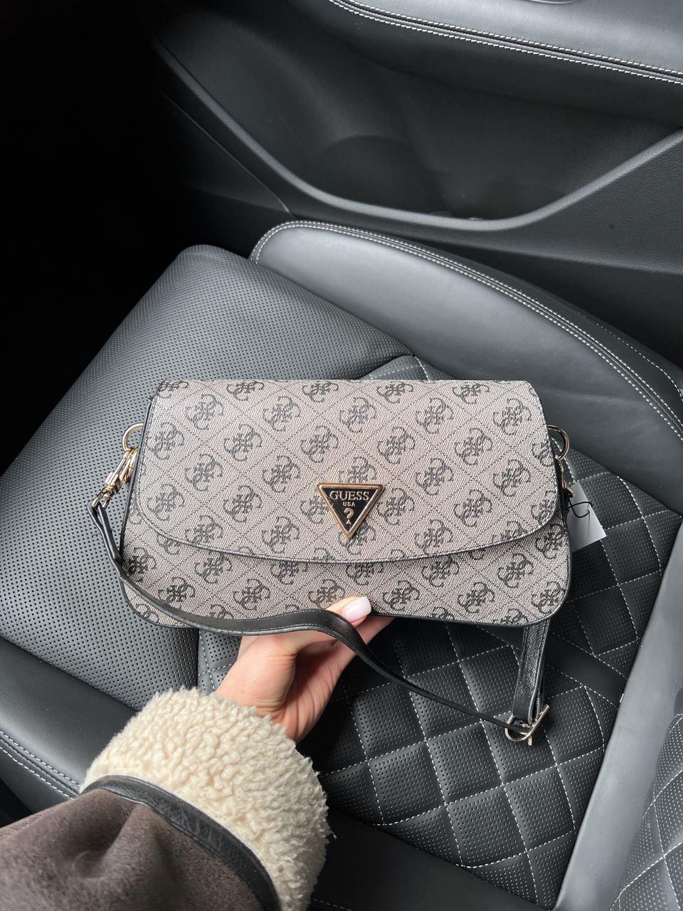 Жіноча сумка Guess (сіра) модна стильна витончена містка сумка AS194 топ