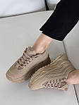 Жіночі кросівки New Beige (бежеві) повсякденні весняні універсальні стильні кроси B036 top, фото 7